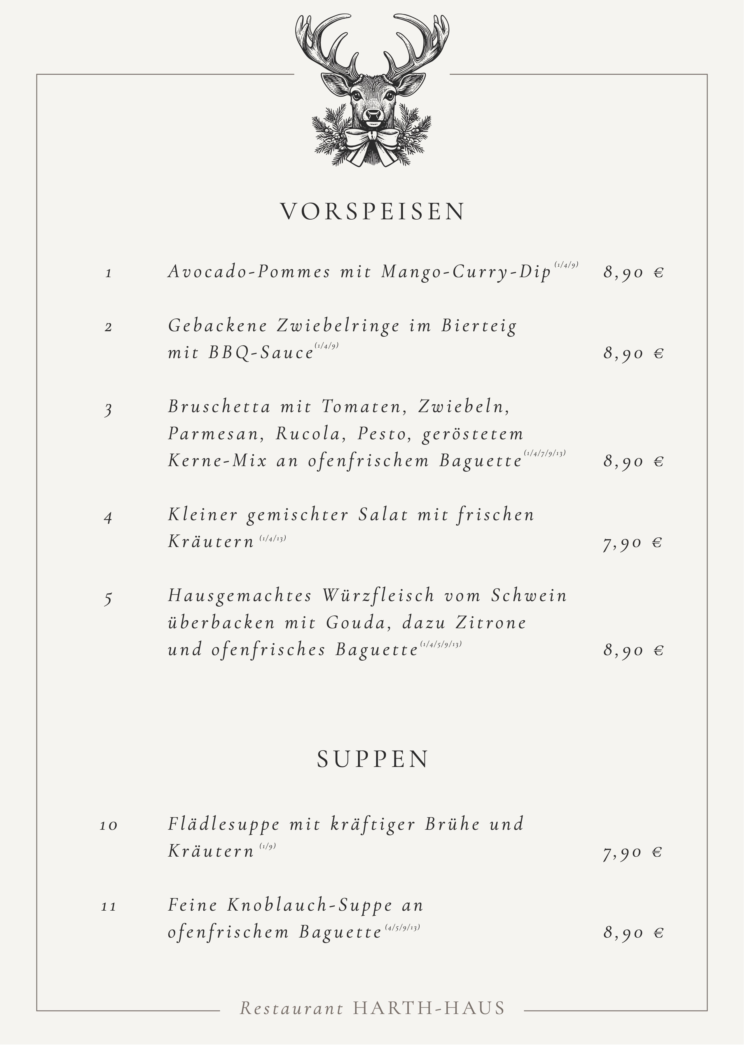 Vorspeisen / Suppen Speisekarte - Vorspeisen / Suppen